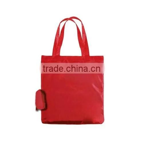 Promotional foldable zipper tote bag in pouch with belt clip