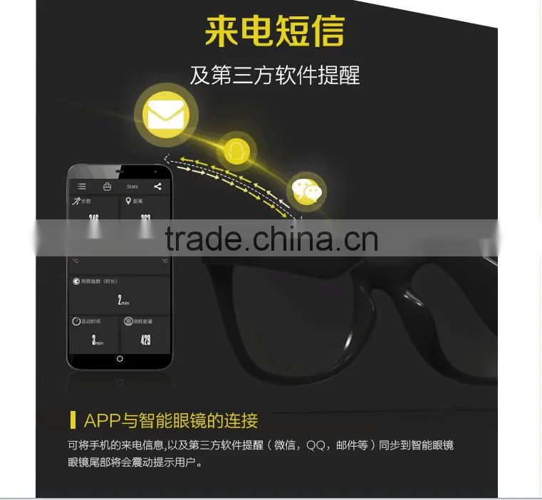 New Arrival Intelligent Bluetooth Eyewear Glasses With Pedometer/Call Remind/Selfie Shoot/Anti-lost Multifunction Smart Glasses
