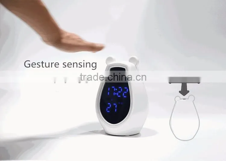 Simple Fashion Multi-functional Cute Bear Desk Clock With Mirror/LED Back Light/Bluetooth Speaker/Temperature Digital Clock