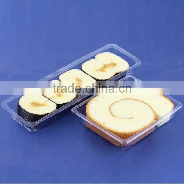 clear food grade disposable plastic swiss roll cake box with dividers