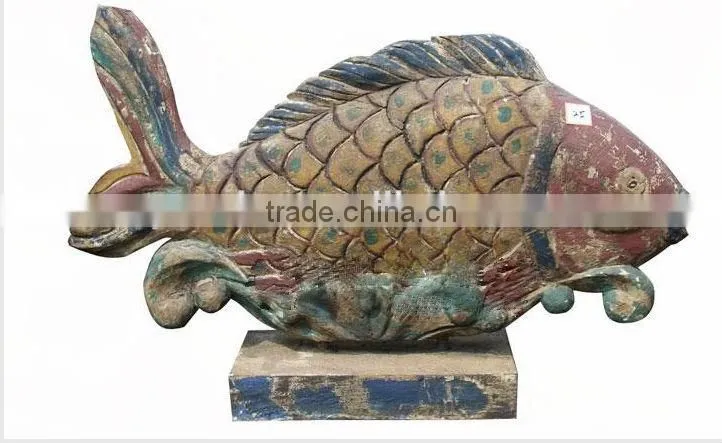 antique imitation wooden fish sculpture home hotel decoration sculpture