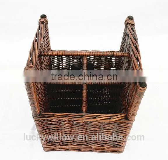 Four Section Painted Wicker Bottle Holder