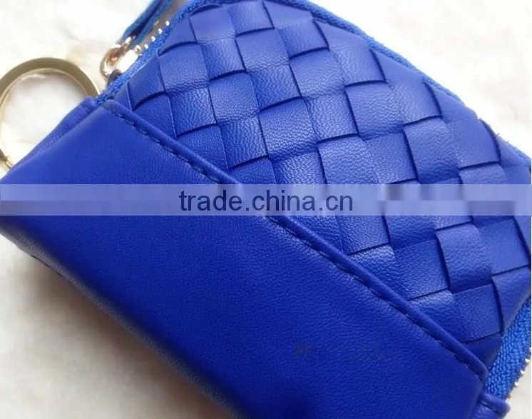 girls weaving PU leather coin purse