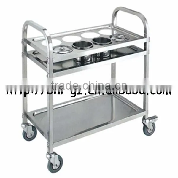 Hotel Supply Stainless Steel Movable kitchen storage trolley clearance black kitchen trolley with basket facial trolley car C260