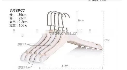 Old flat white lady clothing store retro Anti skid coat hanger white wood hanger