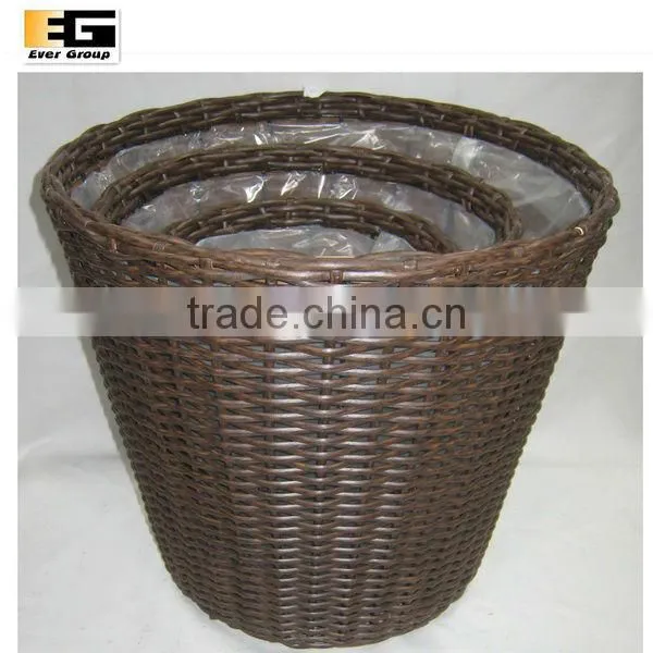 round gardening pe rattan flower stands/planter w/pvc