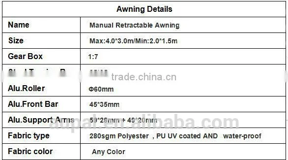 Manual 8.2'*6.6' Retractable patio deck awning outdoor sun shade canopy shelter, hot sale in Ebay,Trade assurance supplier