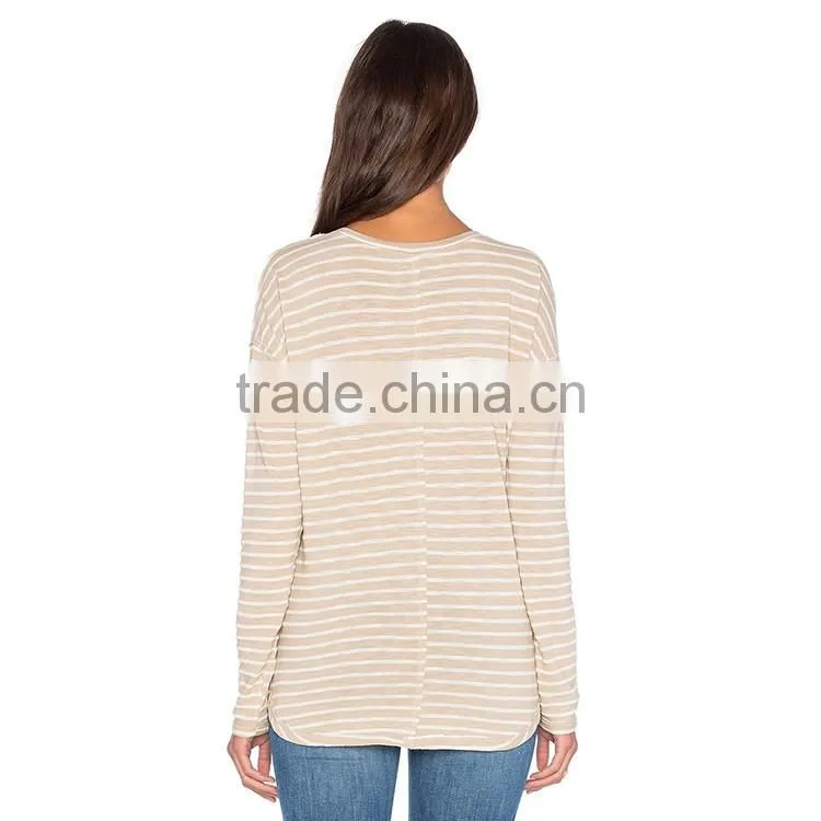 Wholesale korean fashion stripe 100 combed cotton cheap t shirts