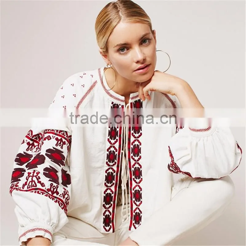 2017 OEM ladies embroidered vintage swingy home coat