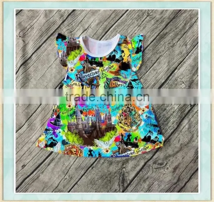 Halloween costumes for kids casle and forest print fullter sleeve derss baby dress modern