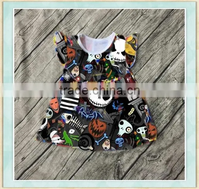 halloween costumes 2017 wholesale girls dress fiutter sleeves with picture baby boutique clothing