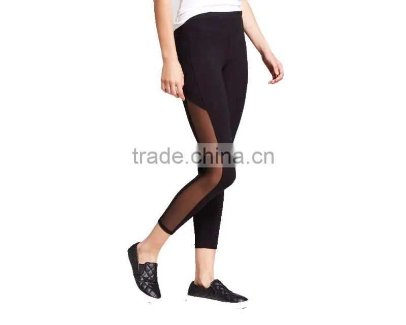 2017 Perfect fit custom new mix Women's fitness Yoga Legging with mesh yoga pants wholesale