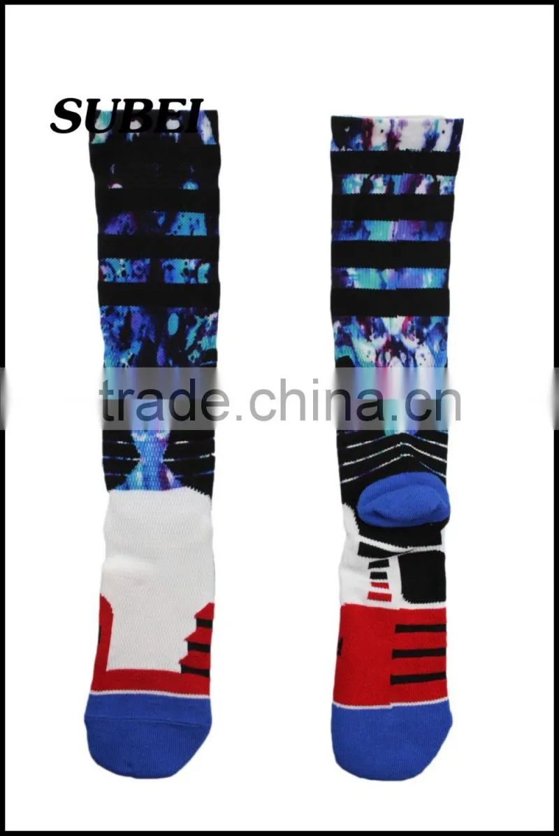 Custom knee high digital print compression sublimation stocking basketball elite socks
