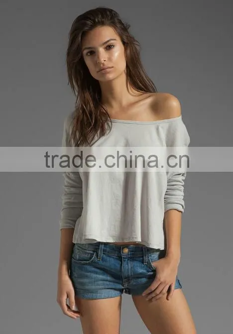 lightweight jersey off one shoulder tops