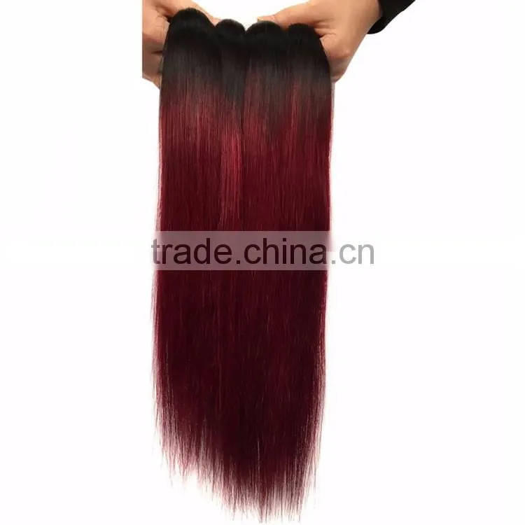 Two Tone Color 1B/99J 7A Malaysian Virgin Hair Straight Ombre Hair Extensions