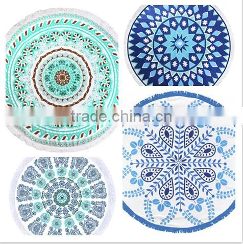Custom Design Reactive Print Cotton Beach Towel Round Pareo China Supplier