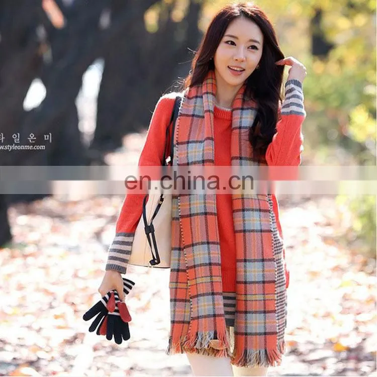 Double Lattice Scarf British Style Classic Houndstooth Cashmere Scarf