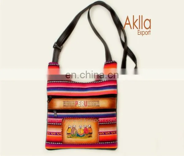 Aguayo Handmade Blanket Purse, Handbag Leather and Syntethic leather