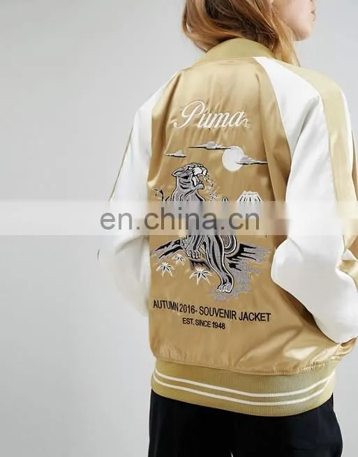 OEM factory small quantity cheap price bomber jacket ladies fashion clothing embroidery jacket