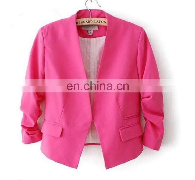 2017 New Fashion Candy Color Women Slim Short Design Suit Coat