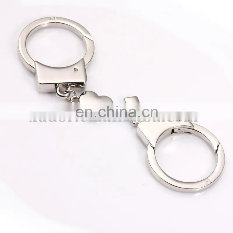Mini Handcuff Shaped Promotional Zinc Alloy Silver Metal Handcuffs Key Chain