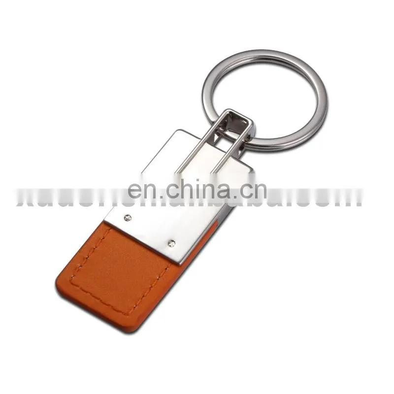 2017 Promotional cheap metal and leather keychain