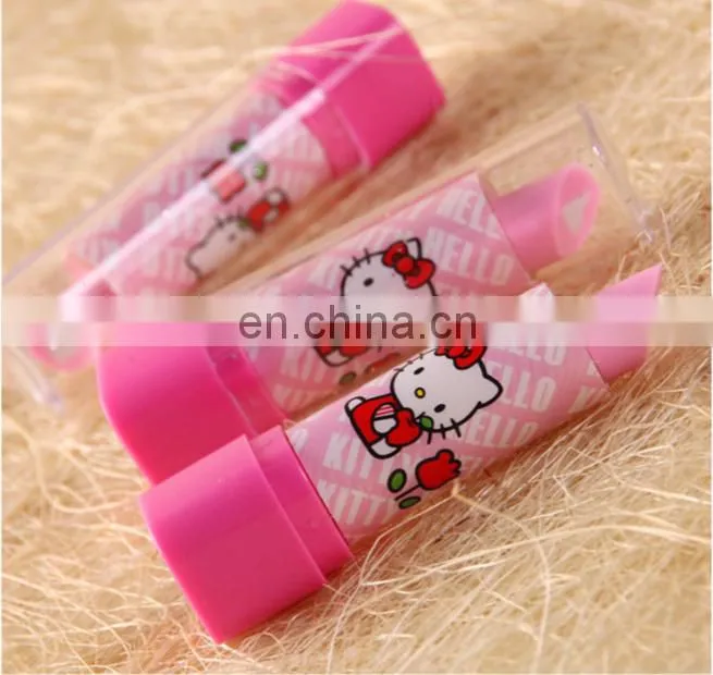 Pink lipstick shaped pencil eraser