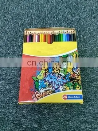 High Quality Stationery 7 " Triangular Color Plastic Pencil 24pcs Set With Sharpener