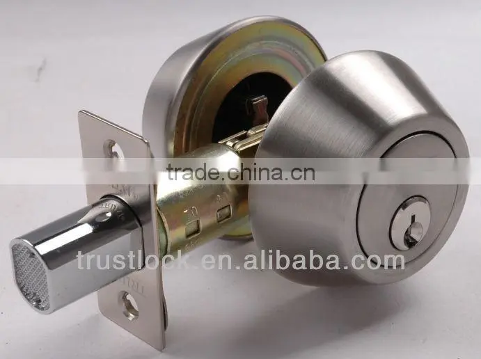 7312SS:TRUST ANSI Grade 3 Double Deadbolt Lock with brass cylinder