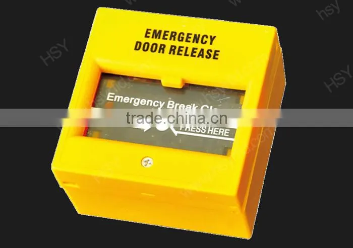 Fire alarm system emergency door release emergency break glass button