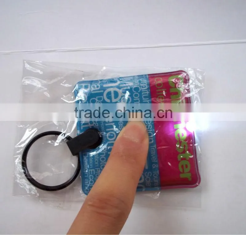 LED keychains, reflective PVC keychain with light, promotion plastic key ring