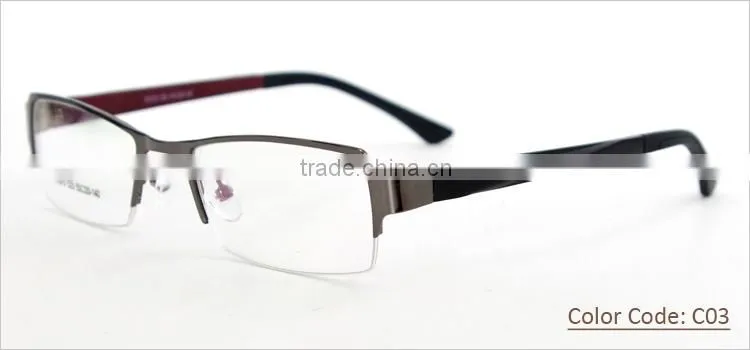 2014 new model half-rim metal china wholesale latest fashion in optical eyeglasses frame with eyeglasses hinge