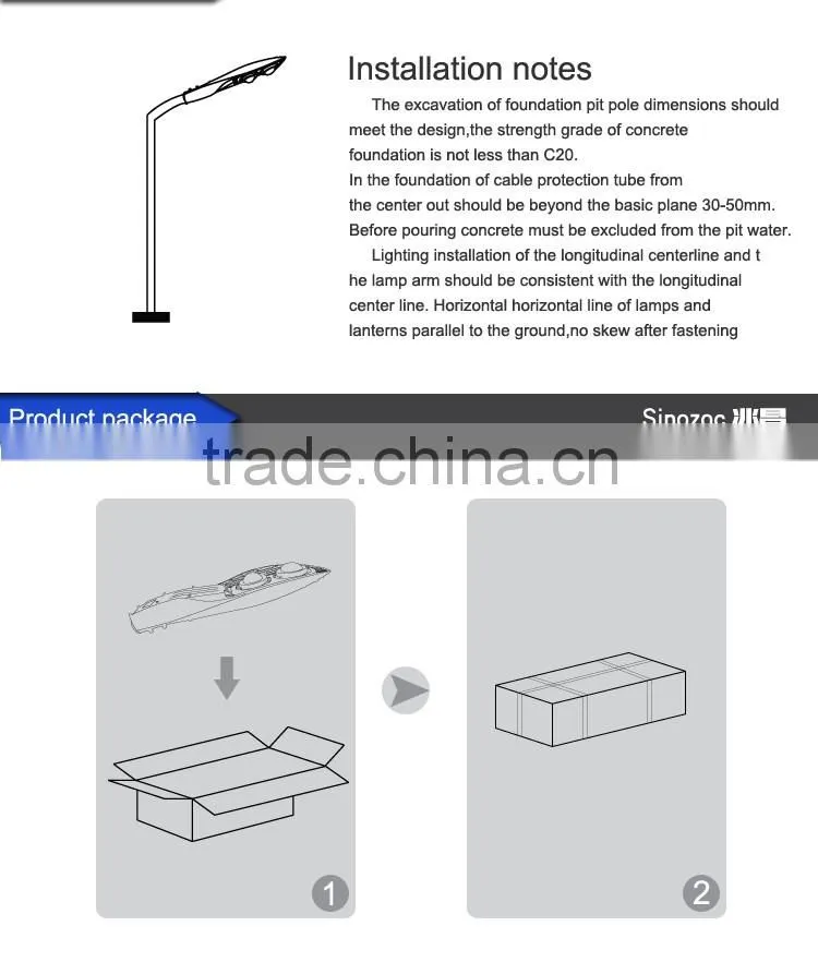 Sinozoc High luminous high efficiency 50w/60w/100w/120w/150w/180w led cob street light led road lighting/lamp
