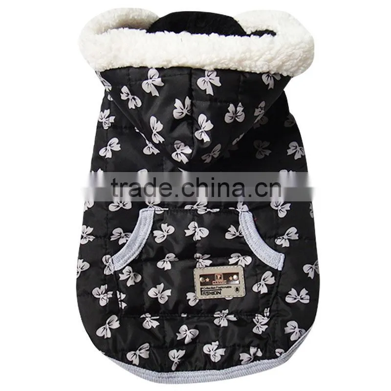 Bow Print Winter Coat Lamb Fabrics Dog Pet Vest