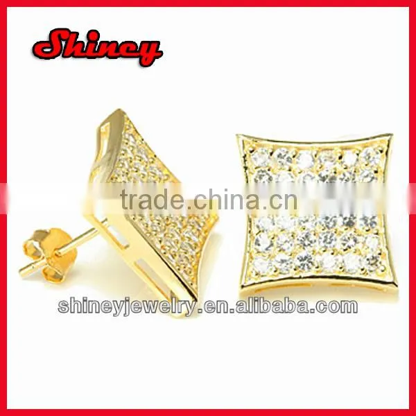 2014 high quality Ebay hot micro paved gold kite styled earring