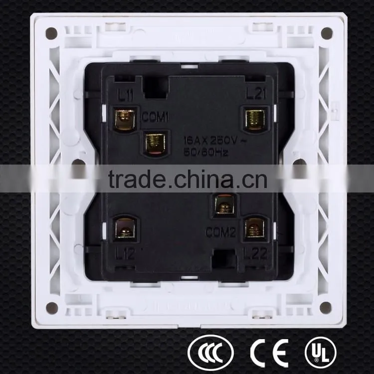 lastest wholesales price slide transfer socket switch, two gang one way switch