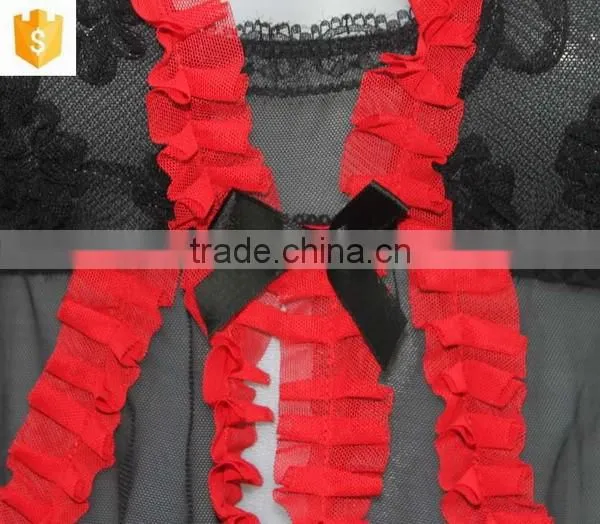 OEM Sexy open transparent black -red sleeping dress,babydoll lingerie