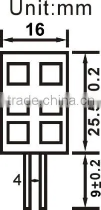 10W Equivalent 1W Quadrate SMD 5050 side pin LED G4 rectangle