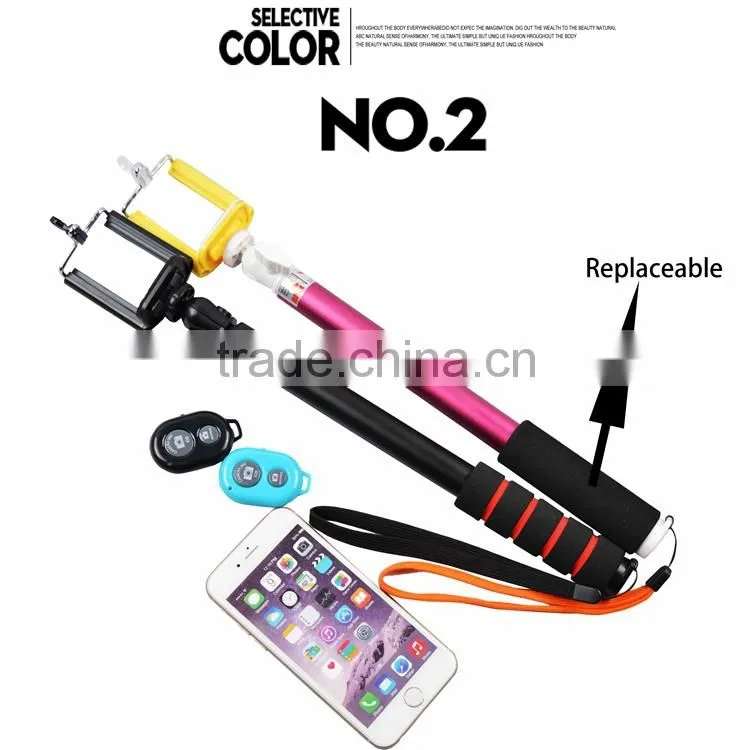 Extendable selfie stick with bluetooth shutter button for Mobile Phone