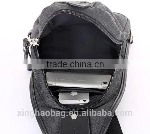 leisure style canvas leather material men chest bag