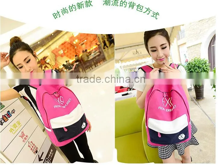 2015 new design ladies colors canvas backpack for stock
