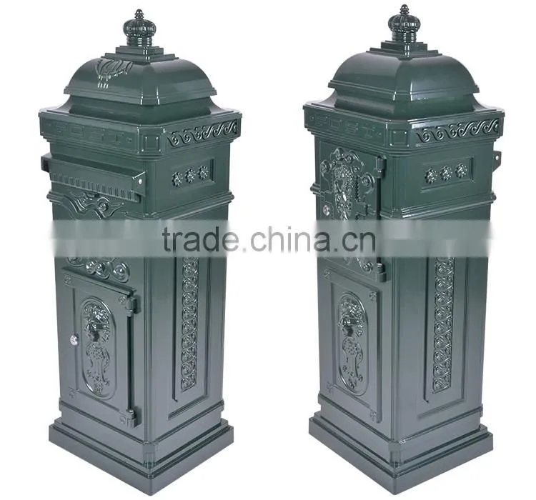 The Most Popular Style In Europe Foshan Manufacturer Lion Ornament Green Lockable Fence Mailbox From China
