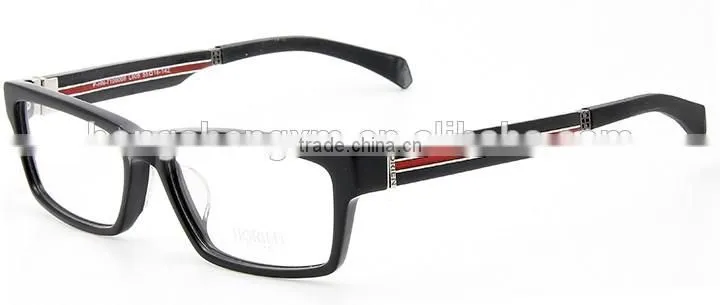 Classical Acetate Optical Frame Eyeglass with Wood Temples