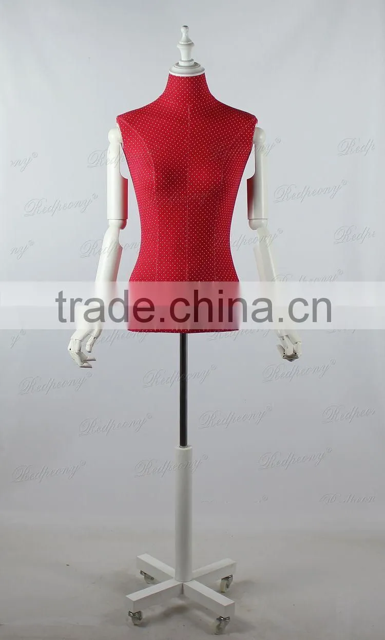 red cloth cover torso female mannequins with adjust arms