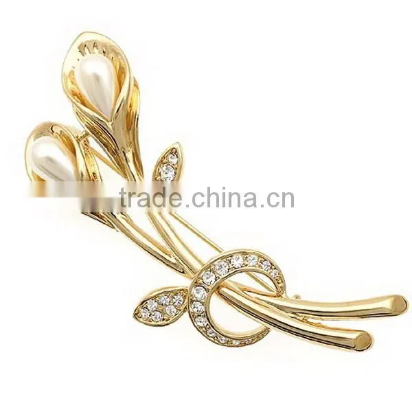 Clarimond tulip gold &silver brooch fashion costume brooch for birthday party