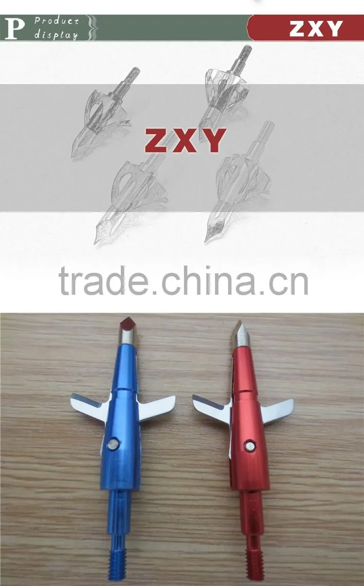 red Sharp Hunting Arrowheads, Stainless Steel Arrow Tips Arrowheads shape like Buffalo 100 grains Arrowheads