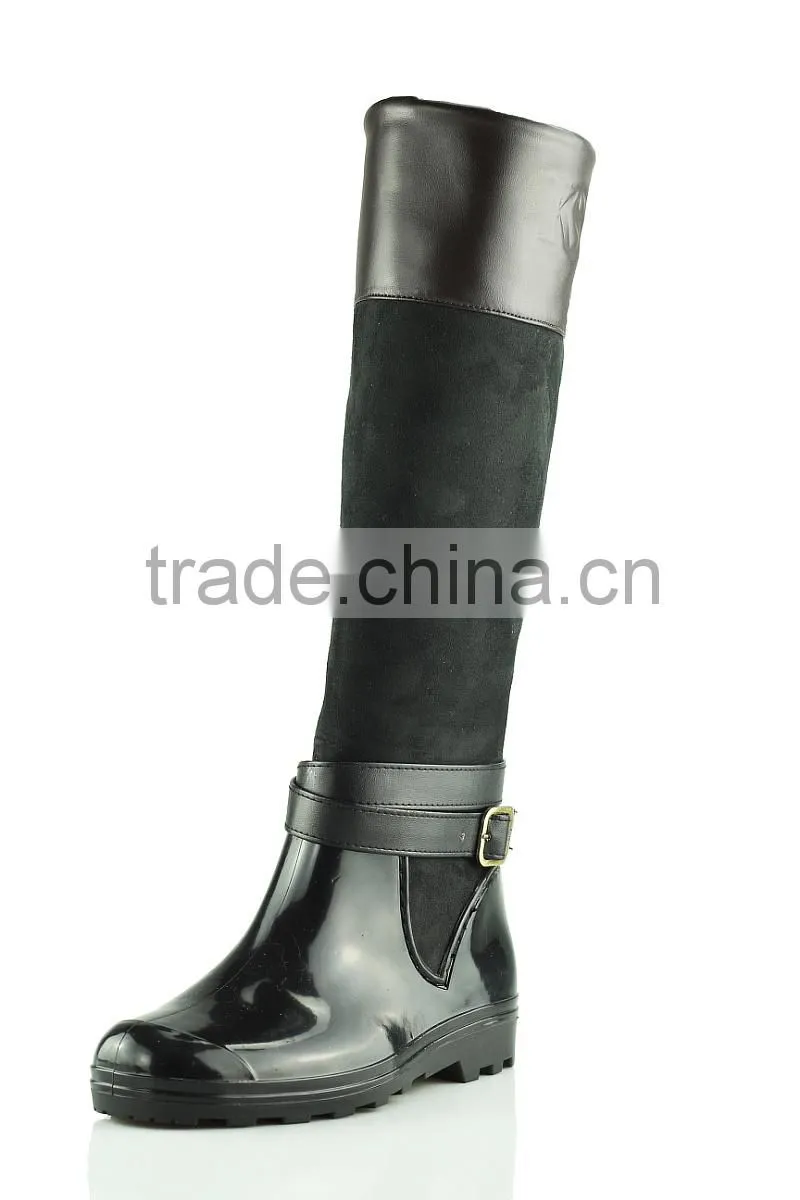 Fashion high quality black wholesale women winter rain boots rubber supplier