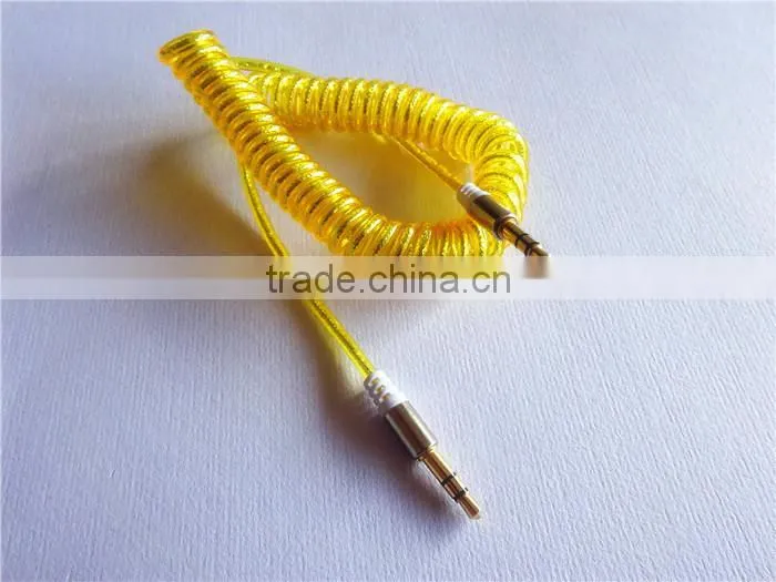 fashion audio/DC3.5MM transparent spiral gold-plated cable