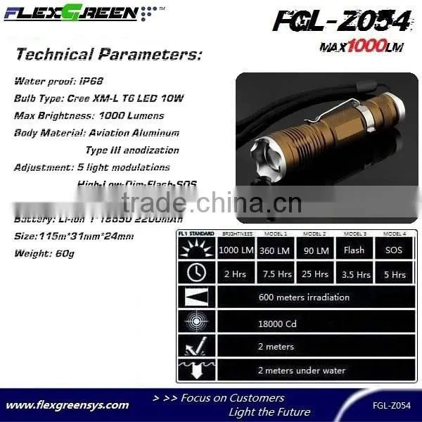 18650 battery EDC 10w T6 LED rechargeable torch