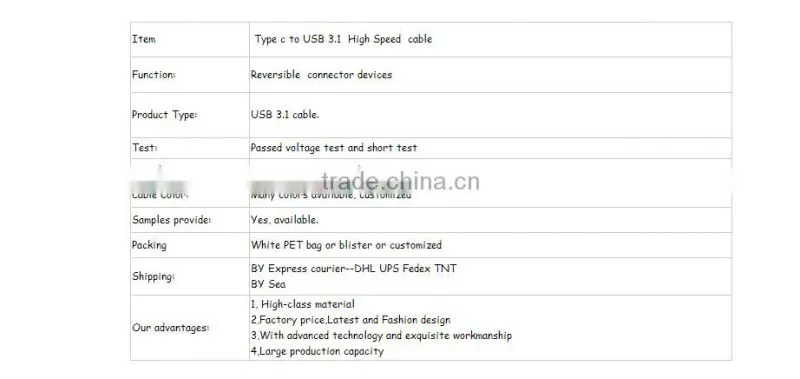 2016 Wholesale custom cell phone custom usb charger cables usb type-c cable(golden)